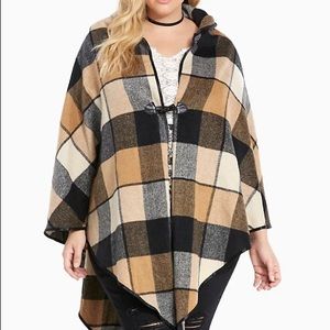 Torrid plaid hooded poncho